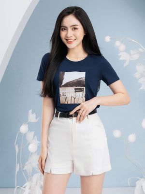 Áo Phông Nữ Dáng Suông In Hình Choose Tím Than